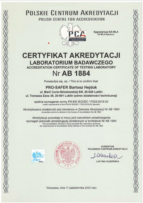 certyfikat PCA